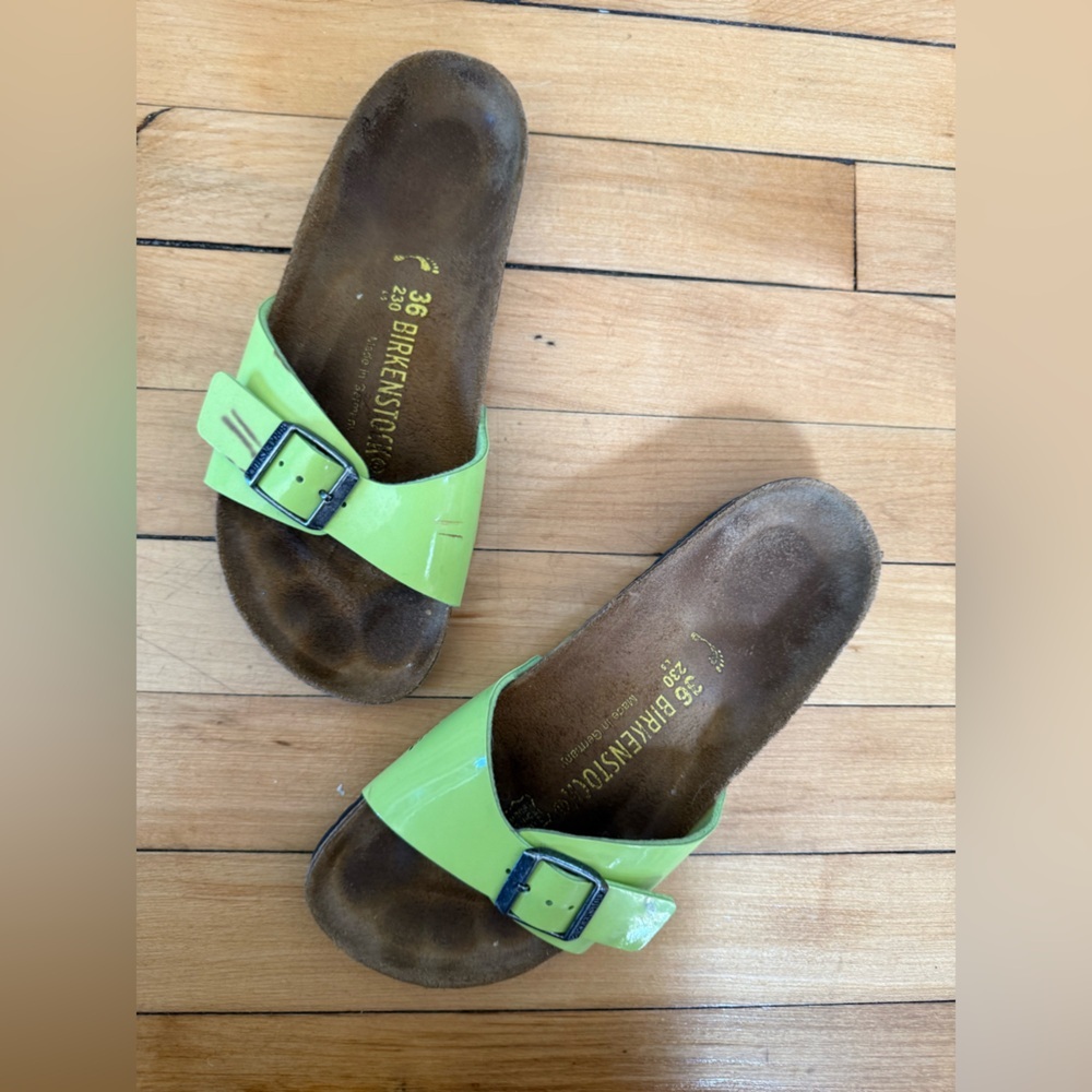Birkenstock Madrid sandals in lime green
